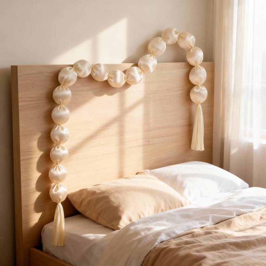 18pcs Beige Fabric Pompom Boho Style Wreath, Suitable For Wedding Decor, Birthday Party And Home Gathering Hanging Decoration - Multicolor - View 1