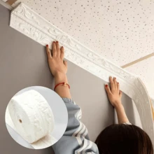 1pc 90.55 Inch X 4.72 Inch Self-Adhesive Removable PVC Corner Guard Edge Trim 3D Textured Decorative Strip For Kitchen, Bathroom, TV Frame, Picture Frame And Furniture Protection - Easy Install/Removal, Decorative Baseboard - A - View 6