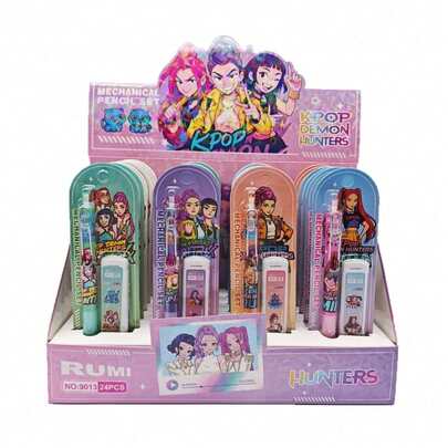 Hasbro 0.5毫米 K-POP 女团自动铅笔套装 24支装，防断细尖可伸缩铅笔，带笔盒和笔芯，考试、记笔记和办公书写的理想之选。