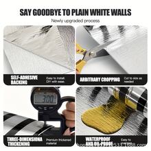 Brodark Luxury Marble Pattern Ceramic Tile Wall Panel, Foil Stamping - Grid Stripe, Easy To Peel And Stick, Waterproof And Moisture-Proof Ceramic Tile Sticker - 10pcs - View 8
