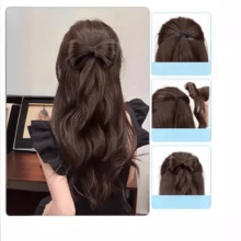 Bow-Shaped Hair Clip With Curly Wig - Multicolor - View 3