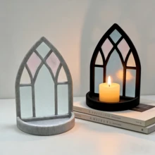 1pc Gothic Cathedral Arch Window Frame: Dark Academia Balcony Decor, Halloween Decoration, Witch Style Display Rack - Multicolor - View 1