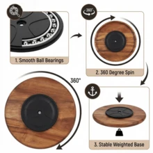 Thick Creative Rotating Wooden Tray - Multifunctional Serving Tray - Dessert, Snack, Kitchen, Candy Tray, Plate, Dish - Rotating Design, Kitchen Storage Turntable, Suitable For Home, Dining Room, Countertop, Dining Table, Food Storage Room, Perfect Gift For Mom, Also Can Be Used As Bathroom Tray, Kitchen Accessory - View 8