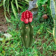 3 piezas Conjunto de decoración de jardín plana 2D de acrílico, Cactus de acrílico, impresión a doble cara, colores vibrantes, adecuado para jardín, patio, granja, placas decorativas y figuras - B - Ver 3