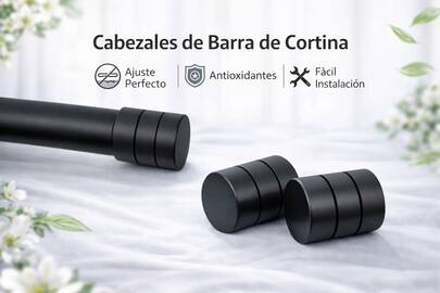 VISTE TU HOGAR Remate para Barra de Cortina 28 mm de Aleación de Aluminio Diseño Cilíndrico – Juego de 2 Piezas con Material de Fijación, 5 Colores