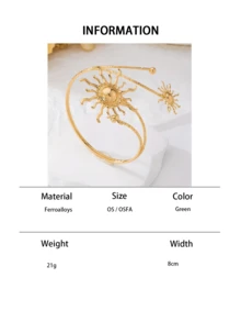 1 pieza Brazalete ajustable de metal con diseño minimalista de girasol, estilo europeo y americano, para mujeres - amarillo dorado - Ver 10
