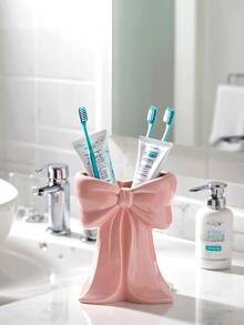 1 chiếc giá đựng bàn chải đánh răng hình nơ dễ thương, kệ đựng đồ trang trí phòng tắm thời trang, hộp đựng dụng cụ chăm sóc răng miệng, cọ trang điểm, văn phòng phẩm, v.v. - Nhiều màu - Xem 7