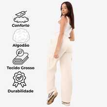 Women's Cargo Pants With Pockets Winter Drawstring Sweatpants - White - View 3