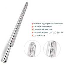 KLONKEE 4/2/1 Piece Ring Sizer Tool Set, US-UK 4-In-1 Alloy Measuring Rod - US/UK/EU Ring Size - 0-17 US Finger Size Measure Tape With Axis And Ring Size Scale, Suitable For Jewelry Size Measurement - Multicolor - View 6