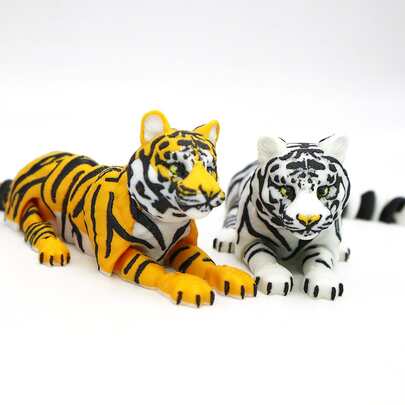 Cute Tiger Statue, Wild Animal Decor, Suitable For Children 3+ Years Old Desktop Ornament Toy