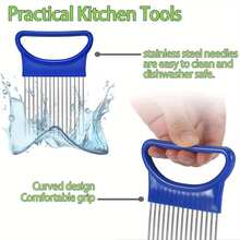2pcs-Stainless Steel Slicing Fixed Cutter, Onion Inserter And Meat Tenderizer, Loose Meat Needle Fork Shredder And Cutter - Multicolor - View 6
