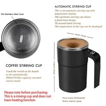 Intelligent Coffee Cup With Lid, Automatic Stirring Cup With Temperature Display, Stainless Insulated Travel Mug Modern USB Rechargeable Stirring Cup For Coffee, Tea, Hot Chocolate, Modern Kitchenware, Gift - Multicolor - View 8