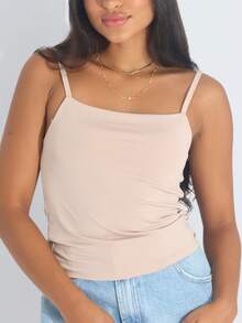 Kit 3 Cropped Women's Tank Top Strappy Basic Summer Suplex - Sôcôla/Nude/Đen - Xem 9