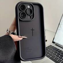 Esta funda minimalista con estampado de cruz del Salmo 465 es compatible con Apple  16E/15/14/13/12/11/PRO/PLUS/PROMAX/MINI, S/A/M/NOTE, S/G/EDGE/E, Transition Spark/HANTOM/CAMON/INFINIX, Honor 400/PLAY/X/Y, OPPO Reno/A/F, 14/Redmi/POCO/NOTE y otros modelos. Está fabricada con TPU transparente, sencillo, elegante y resistente. Es una opción ideal para San Valentín, Halloween, Navidad, para uso personal o como regalo. - Negro - Ver 10
