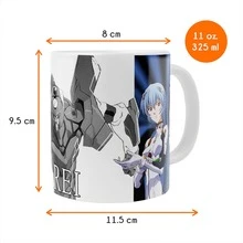 Taza de Evangelión Clon Rei Eva 00 De Cerámica 11 Oz 325 Ml Mugs de Evángelion Anime - Blanco - Ver 5