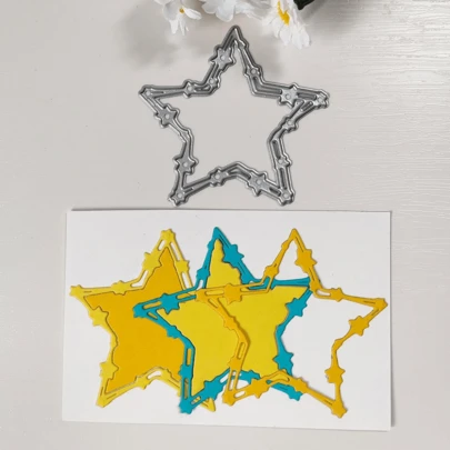 Stars Frame Metal Die Cuts,Hollow Star Background Cutting Dies Cut Stencils For DIY Scrapbooking Photo Decorative Embossing Paper Dies For Scrapbooking Card Making