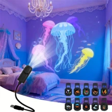 LED Projection Night Light With 10, 6 Or 3 Projection Designs, Marine Life Projection Light, LED Ocean Projection Light, USB Powered Space Themed Bedroom Decoration, And Night Light For Bedrooms - USB - 查看 3