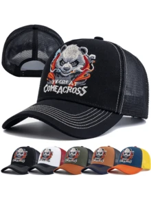 JZML 1pc Unisex Stylish Panda Letter Embroidered Trucker Hat - A - View 2