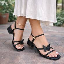 Butterfly Block Heel Sandal, 2 Ways To Wear - New Release - Promotion - 黑色 - 查看 2