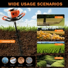 Lislark Petrol Auger Post Hole Digger - 52cc Fence Post Digger Tool For Tree Planting, Poles And Shrubs - Orange Engine - View 11