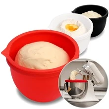 Máy trộn đa năng 9 inch bằng silicon nhiều màu sắc với vòng đệm silicon, tô trộn bột, tô trộn trứng tích hợp có nắp đậy. - Nhiều màu - Xem 4