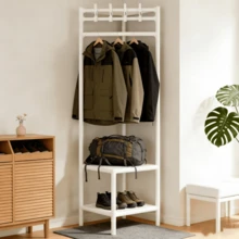 1pc Multi-Functional Corner Coat Rack, Sturdy Metal Frame, Suitable For Bedroom, Closet And Living Room, Bedding Storage, Space-Saving Corner Design, Durable Storage Rack, Effectively Utilize Idle Corner Space, Easy Installation, Minimalist Design - View 5