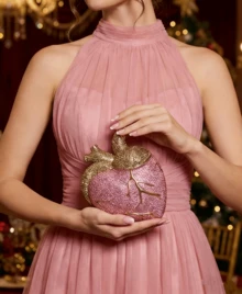 Heart Shaped Diamond Evening Bags Women  Gorgeous Metallic Rhinestone Purses Ladies Unique Handbags Wedding Party Women Red Heart Shaped Crystals Evening Bag Wedding Party Diamond Clutch Purse Luxury Rhinestone Handbag Pink Wallet Bags - 粉色 - 查看 2