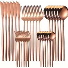 30pcs Rose Gold Stainless Steel Portuguese Style Cutlery Set - Rose Gold - View 8
