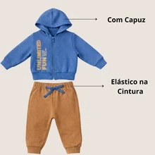 1 Set Of Fleece Tracksuit For Children, Sizes P To 3, Boys, Baby, Winter Clothes, Cold Weather - 霧霾藍 - 查看 4