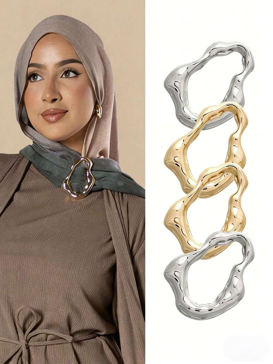 2/4 piezas Nuevos clips de metal de moda para bufandas, utilizados para fijar bufandas decorativas, esencial para viajes, para días festivos - Hebilla de bufanda - Ver 1