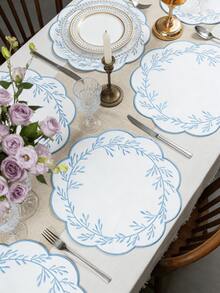 1-200pcs 15 Inch Embroidered Floral Fabric Placemats, Holiday Wedding Party Decor, Easy Clean Wipeable Non-Slip, Suitable For Home Dining Room And Restaurant, Table Decoration, Home Goods - Multicolor - View 15