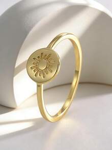 Charm-In Sunburst Sign 18K Gold Plated Ring | Dainty Celestial Fashion Ring For Women | Perfect For Summer Outfits & Daily Wear - Gold - View 1