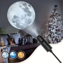 Đèn chiếu hình hành tinh LED, trang bị 1/3/6 đèn chiếu có thể thay thế, xoay 360 độ, nguồn USB, thích hợp trang trí phòng, làm phông nền chụp ảnh, trình chiếu hình Mặt Trăng, Trái Đất, Sao Thủy, Sao Hỏa và Sao Thổ, trang trí phòng theo chủ đề không gian. - USB/A - Xem 3