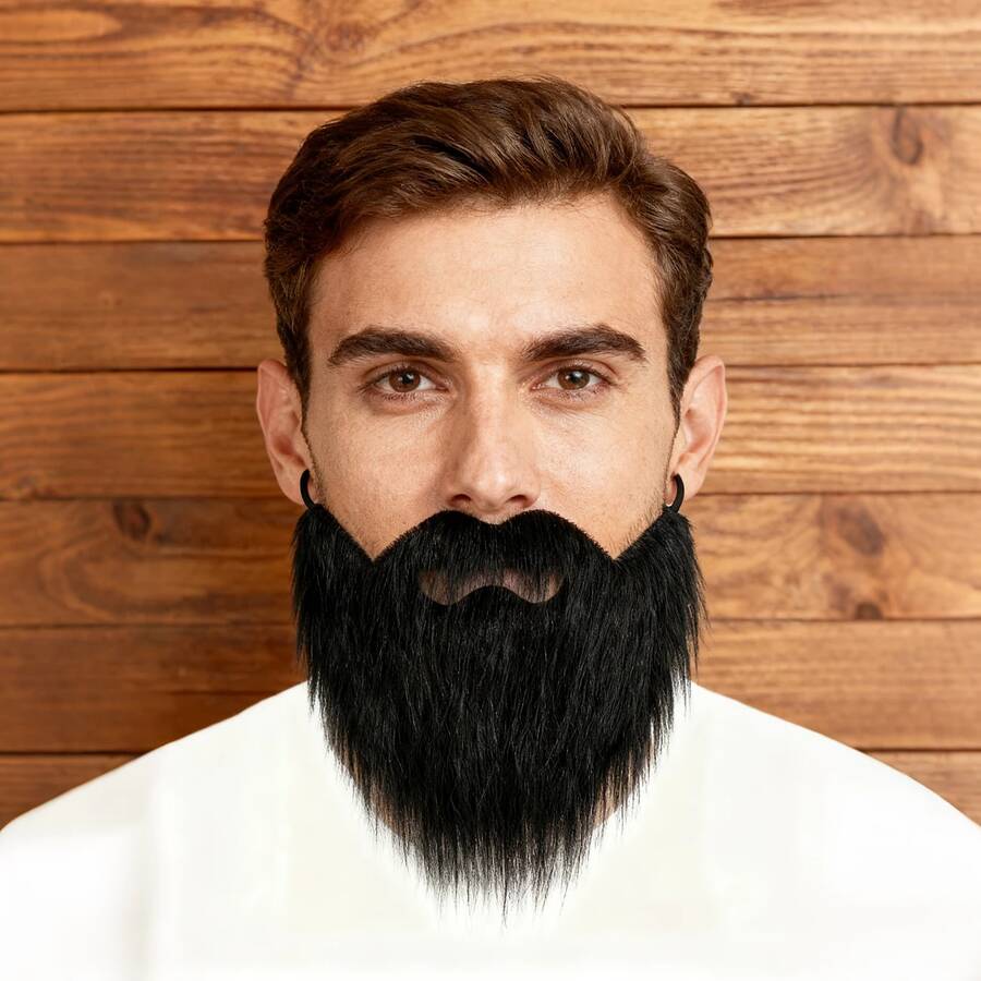 1pc/Set Funny Fake Beard Costume Prop - Trimable Long Beard - Men's Hilarious Beard Disguise Makeup Accessory - Cool Invisible Beard Set, Men's Fashion Fake Beard Gag Gift - Multicolor - View 1