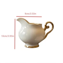 1个陶瓷奶壶 - 优雅金边设计，经久耐用且耐热，大容量，高品质家用盛具，适用于各种家庭使用场景：餐桌、下午茶、早餐牛奶、奶油或酱汁 - 彩色 - 查看 9