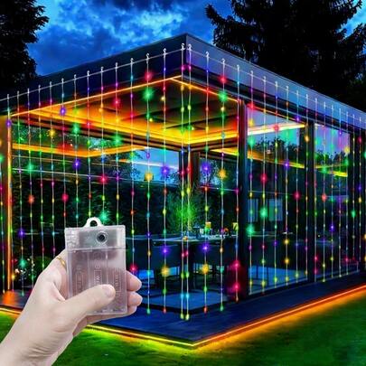 Đèn dây trang trí vòng hoa cổ tích, đèn rèm phòng ngủ, phòng khách, trang trí trong nhà và ngoài trời, đèn trang trí tiệc cưới, 4 màu ánh sáng, trang trí phòng tạo không gian lãng mạn, đèn trang trí cắm trại lung linh, đèn chiếu sáng nhà cửa, đèn trang trí ngày lễ, đèn rèm hộp pin 8 chế độ, trang trí hiên nhà, trang trí ngày lễ tình nhân, trang trí sân vườn, đèn cổ tích Giáng sinh Halloween, trang trí sân vườn, đèn trang trí ngày lễ, đèn tiệc sinh nhật.