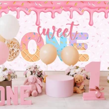 1pc Sweet One Banner Tapestry, Sweet One Birthday Party Decorations Donut Birthday Backdrop For Girls 1st Bday Party Decorations Doughnut First B-Day Party Supplies, Suitable For Outdoor Garden Decoration, Indoor Room Decoration, Cake Table Backdrops, Durable Party Backdrop |   Home Decor - Color 1 - 查看 6