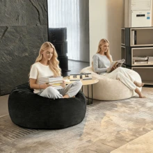 SANAE 3-4FT Bean Bag Chair Bean Bag Chairs For Adults Giant Bean Chairs With Velvet Cover, Memory Foam BeanBag Chair Fluffy BeanBag Chairs For Living Room, Bedroom - Black - View 8