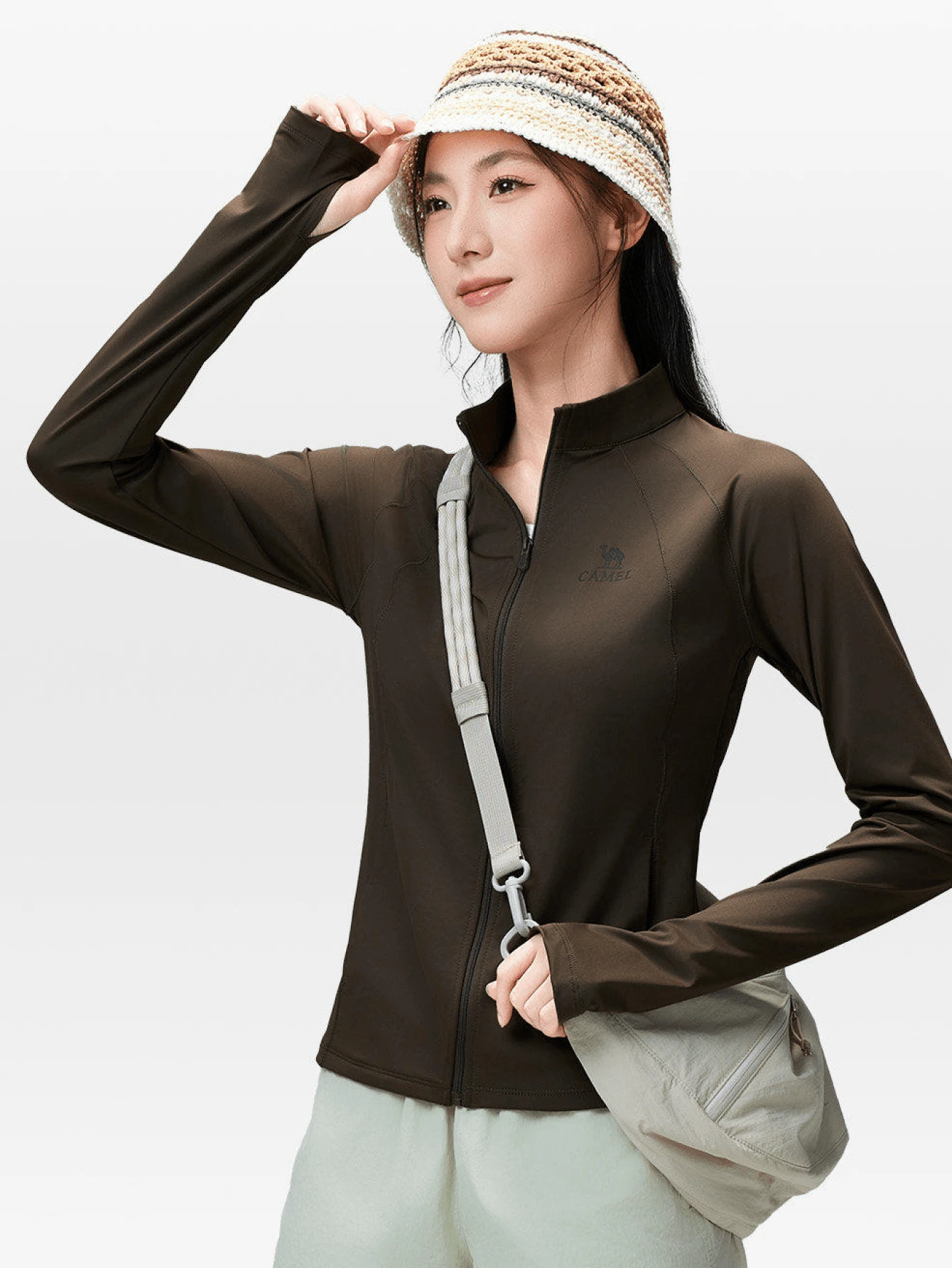 CAMEL CROWN Ropa de protección solar de seda de hielo para mujer, chaqueta corta ligera y transpirable, cortavientos ajustado para exteriores para primavera y verano - Aguacate verde - Ver 1