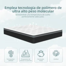 DreamFit Premium Colchón Individual│Matrimonial│Queen Size, Colchon Soporte Ortopedico,Colchones Espuma de Alta Densidad Memory Foam Híbrido Resortes En Caja,Resorte lumbar reforzado,Soporte Ergonomico De Zonificacion,Diseño Europeo,Con Anti Movimiento|Antiácaros|Hipoalergénico|Antihumedad,Certificado CertiPUR-US®,Lujo y Confort - Blanco y Negro - Ver 9