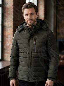 Men's Thermal Nylon Lined Bobojaco Jacket With Removable Hood - 墨綠色 - 查看 2