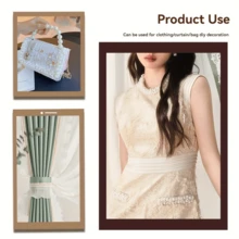 36 pulgadas de elegante cinta de satén lujosa bordada con encaje de perlas doradas, densamente decorada con perlas, adecuada para manualidades de costura y decoración del hogar, accesorio de tela versátil y fácil de usar - Multicolor - Ver 7