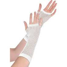 2只装女士80年代霓虹街头派对朋克水钻渔网露指手套，万圣节派对嘉年华母亲节礼物 - 彩色 - 查看 7