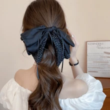 1pc Acrylic & Fabric Leopard Print Bow Tassel Hair Claw Clip - Multicolor - View 7