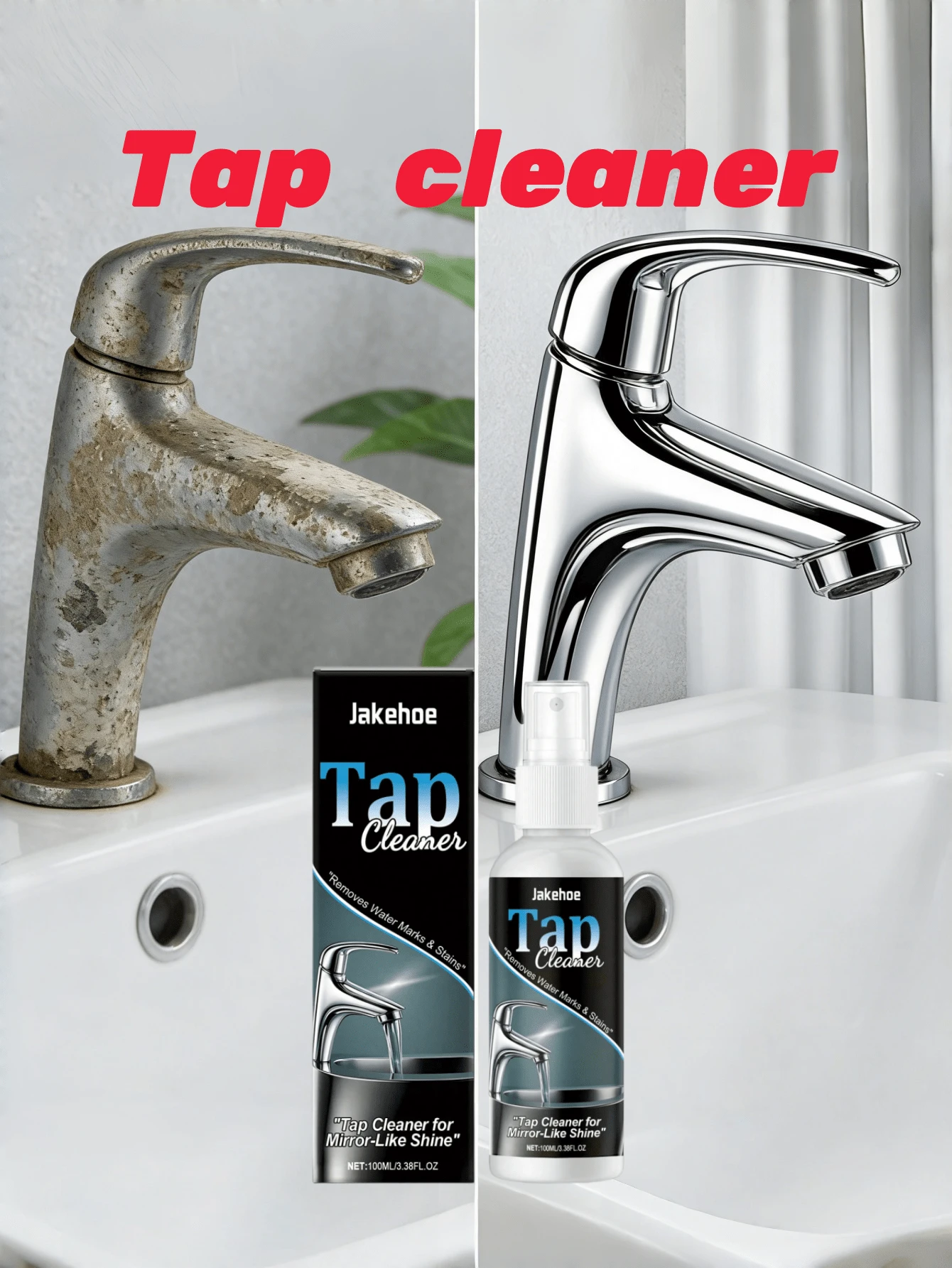 Faucet Cleaner - Removes Stubborn Water Stains From Faucets, Showerheads, Steel Home Cleaning