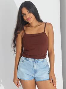 Kit 3 Cropped Women's Tank Top Strappy Basic Summer Suplex - Sôcôla/Nude/Đen - Xem 2