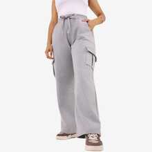 Women's Cargo Pants With Pockets Winter Drawstring Sweatpants - 灰色 - 查看 6