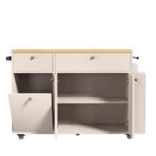 Kitchen Island With Storage Rolling Kitchen Island Cart With Drop Leaf Extension Natural Wood Top Drawers Spice Rack Towel Bar Mobile Kitchen Cart For Kitchen And Dining Room White - White1 - View 10