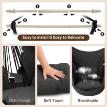 OLIXIS Hammock Chair With 2 Cushions, Hanging Swing Chair With Heavy Duty Metal Bar, Indoor Outdoor Boho Hanging Chair For Bedroom, Patio, Balcony And Backyard - 黑色 - 查看 5