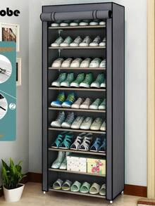 1 Pieza de Zapatera Con Cubierta de Tela, 9 Niveles, Estructura de Metal, al Azar - Multicolor - Ver 1